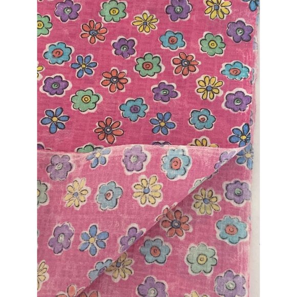 VTG Fabric  Pink Purple Blue Floral white Dot Quilting Sewing Cloth Art Crafts - Picture 6 of 16